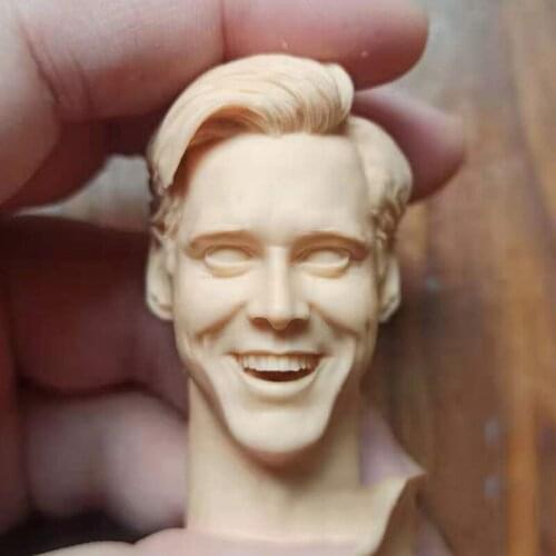 In Stock 1/6th Male Kim Kerry Movie Superstar Head Sculpture Laugh Version White Unpainted DIY For Usual 12inch Doll Action