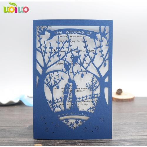 China wholesale bride groom wedding card, wedding favors luxury wedding invitations with name logo
