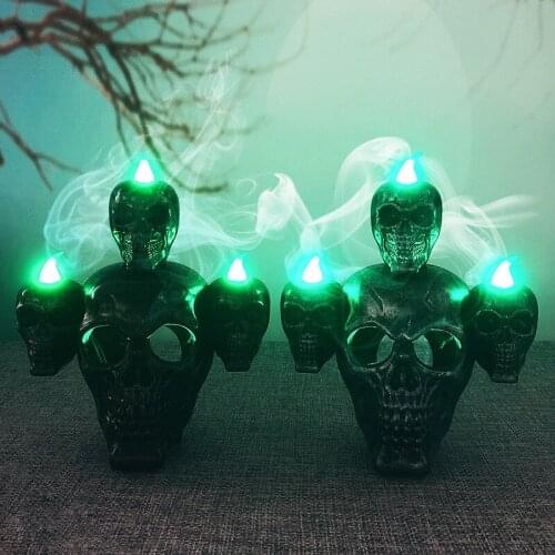 LED Halloween Smoke Skull Pumpkin Lantern Script Kill Candlestick Ornaments Haunted House Horror Atmosphere Decoration Props