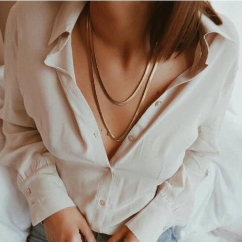 Gorgeous Double Layerd gold snake chain Necklace for Women Stacking Gold Plating Stainless Steel Chunky Neckalce