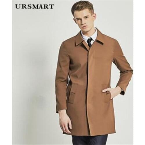 Windbreaker mens trench coats single-breasted business casual brown mid-length simpl fashionable sobretudo masculino brown