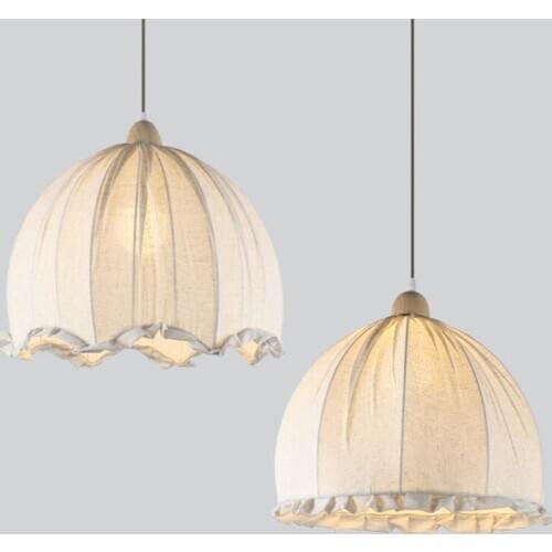 Vintage Semicircle linen pendant lights bedroom bedside art American country Nordic fabric dining room restaurant pendant lamps