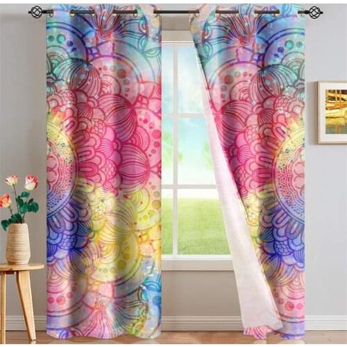 Living Room Full Shading Curtains Mandala Print Bedroom Window Curtain Home Long Tube Curtain Custom Interior Home Decoratin