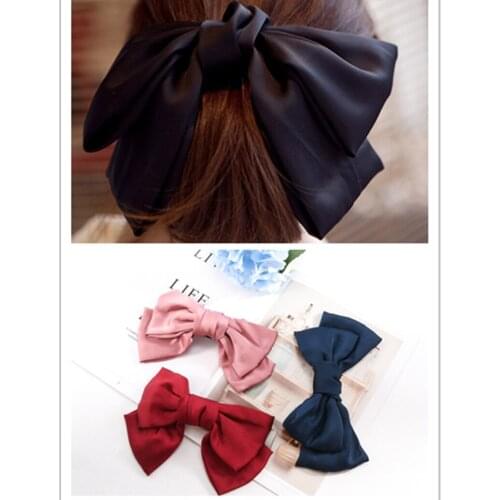 The New Oversized Double Layer Bow Barrette Multicolor Cotton Bow Spring Clip Women Europe And America Popular Handmade Hair Acc
