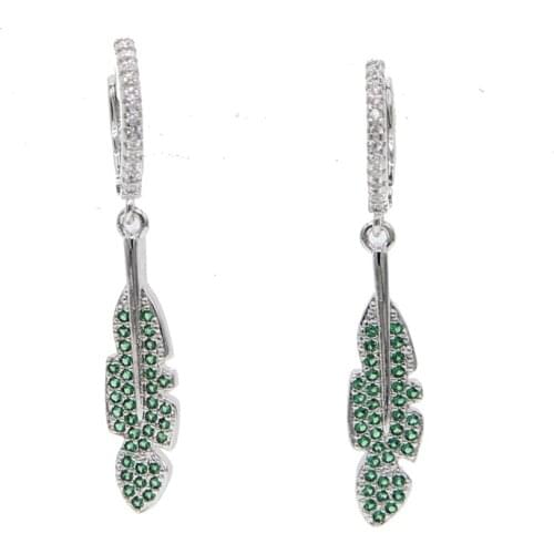 2019 Vintage Jewelry Exquisite rose gold Leaf Earrings Modern Beautiful green cz Ear dangle Earrings For Women Brincos Bijoux