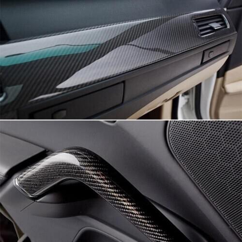 1.52m*30cm PVC 5D Carbon Fiber Vinyl Foil Film Car Wrap Roll Sticker Decal Black DIY Waterproof All Weather Adhesive Tape Back