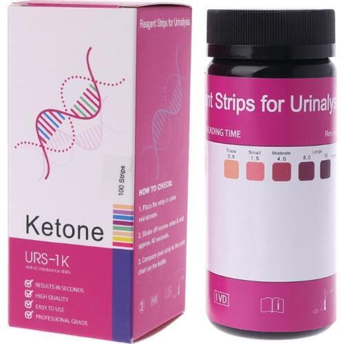 100 Strips/Set Ketone Test Strips Urine Tester Reagent Strip Anti-VC Test-Atkins Diet Weight Loss Analyze Analysis Urinary