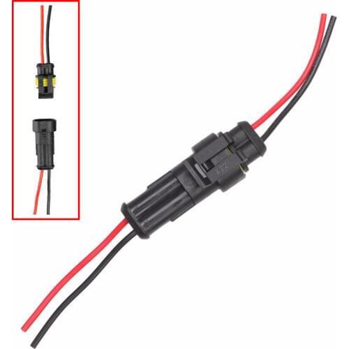 2 Pin Way Car Auto Waterproof Electrical Connector Plug Socket Kit w/ Wire AWG