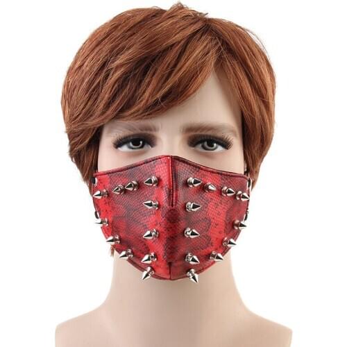 2021 Anime Punk Rivet Leather Mask Halloween Costume Dustproof Outdoor Warm Serpentine Cosplay Masks For Men