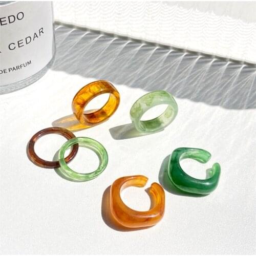 3pcs/set Creative color resin open ring jewelry geometric ring cool color one size ring