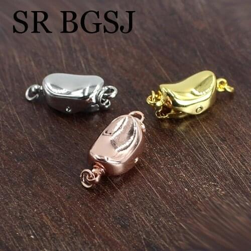 Free Shipping 3pcs 8x16mm Gold Plated Copper Moon Shape Box Bar Insert Jewelry DIY Findings Clasp