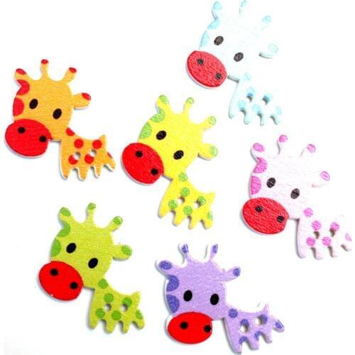 50pcs 30x25mm Mixed Cow Wooden Buttons For Clothes Needlework Scrapbooking Crafts Diy Sewing Accessories Wood Decoration