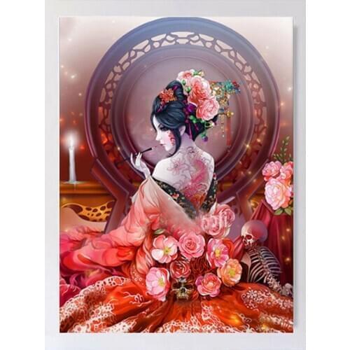 5D Diamond Painting Japanese geisha woman flower Square Round Drill Diamond Embroidery Diamond Mosaic Home Handmade gift EE1707