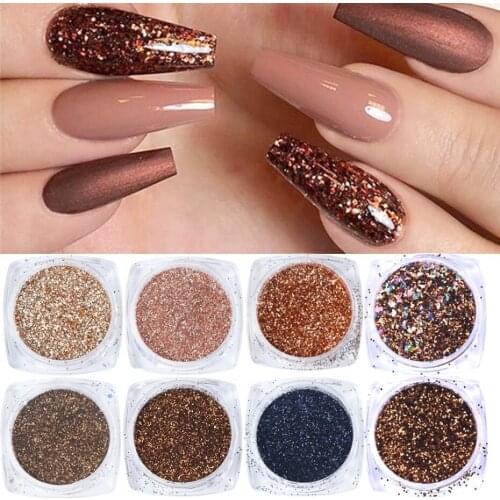 6pcs Rose Gold Nail Glitter Holographic Dip Powder Set Nail Art Polishing Chrome Pigments Mirror Nail Polish Dust GL1539-NEW