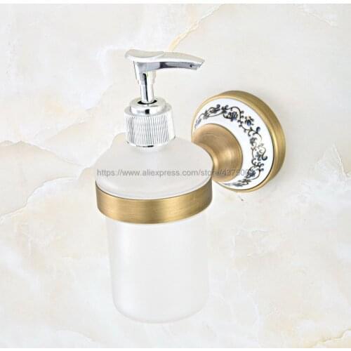Antique Brass Classic Bathroom Hand Liquid Soap Dispenser Wall Mounted Bathroom Kitchen Countertop Soap dispensers Nba814