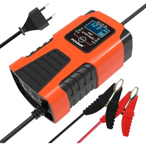FOXSUR 6V and 12V 2-Amp Car battery charger volt motorcycle battery Battery Maintainer Trickle Charger Battery Desulfator