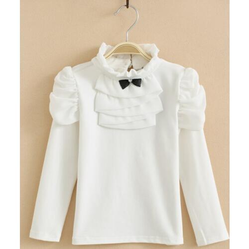 New 2019 Autumn Baby Girls Clothes Lace Collar Long Sleeve Child Shirt School Girl White Blouse Kids Children Clothing Age1-7T