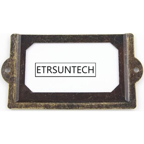 100pcs Large Card Holder Metal Label Frame Vintage Bronze Yellow Decorating Tag Label Drawer Frame Price Tag Frame