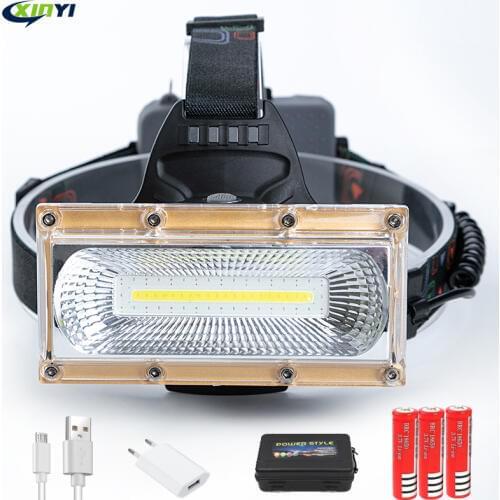80000LM Floodlight COB LED Headlamps LED Headlight Camping Head Torch 3Modes Head Lantern 3*18650 Rechargeable Frontal HeadLamp