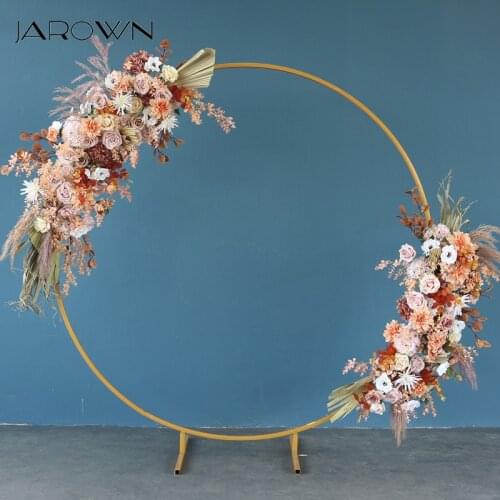 JAROWN Customize Autumn Colors Wedding Flower Row Flower Arrangement Artificial Roses Wedding Decoration Arch Set Flower Stand