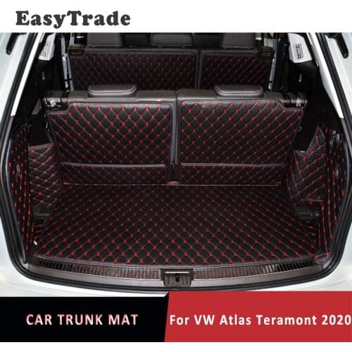 Microfiber Leather Car Trunk Mats Liner Carpet Guard Protector Cushion Mat All Inclusive 7 Seats For VW Atlas Teramont 2020