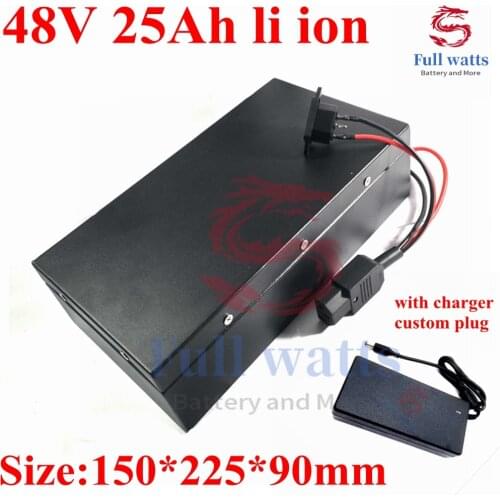 48v 25ah lithium ion battery with BMS 16850 li ion rechargeable for 1500w bike bicycle e scooter Rickshaw EV + 3A charger