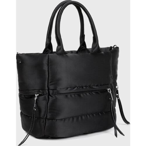 Fashion Bucket Tote Handbags Cotton Feather Down Square Messenger MultiPockets Space Pad Bags