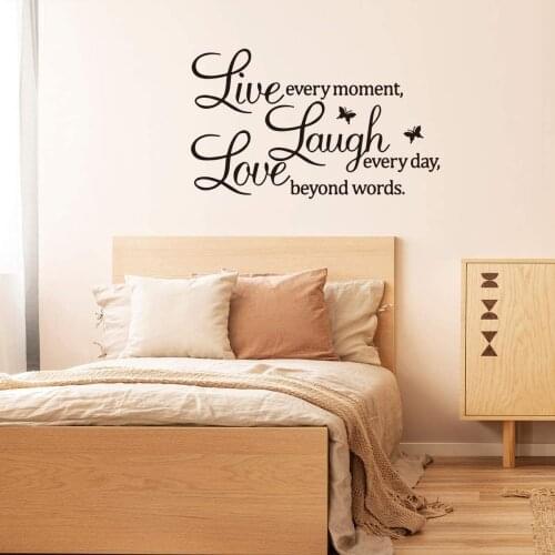 Three Ratels FD654 Rertcioph Motivational Wall Decals With English Phrases Live Every Moment Laugh Every Day Love Beyond Word