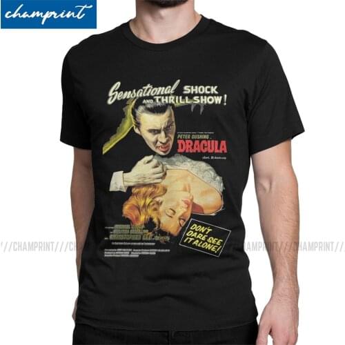 Mens Dracula Original Hammer Poster 1958 T Shirt The Mummy Horror Movie Cotton Tops Vintage Round Collar Tees 6XL T-Shirts