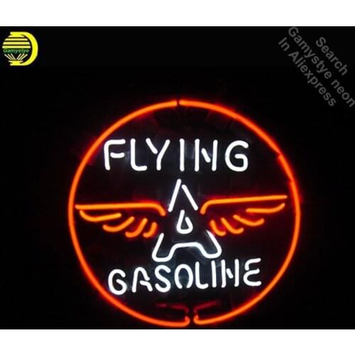 Neon Sign for Flying A Gasoline Logo Neon Bulb sign handcrafted neon signboard Lamp icons luces neon wall lights anuncio luminos