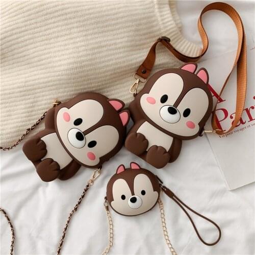 New Cute Cartoon Chipmunk Mobile Phone Bag Large Capacity Soft Silicone Shoulder Messenger Bag Women Portable Crossbody Bags