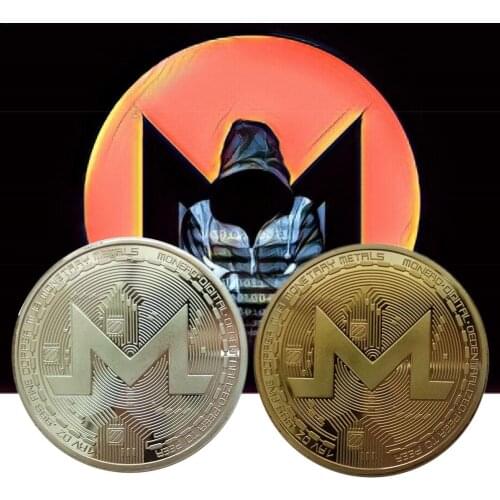 XMR Monero Coins Commemorative Coins For Collection Art Collection Gold Plated Bit-coin Specie Ethereum Coins Hard Currency 38mm