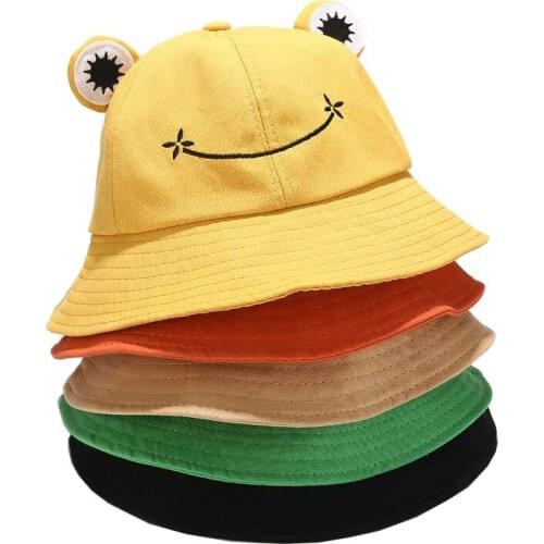 Fashion Frog Bucket Hat for Women Summer Autumn Cute Women Panama Outdoor Hiking Beach Fishing Cap Sunscreen Female Sunhat Bob