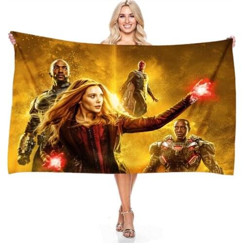 Scarlet Witch Rectangular Microfiber Bath Towels Digital Printing The Avengers Character Beach Towels Adult Childrens Washcloth