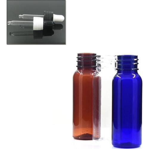 20ml empty amber/transparent pet bottle with black/white dropper cap, dropper bottle
