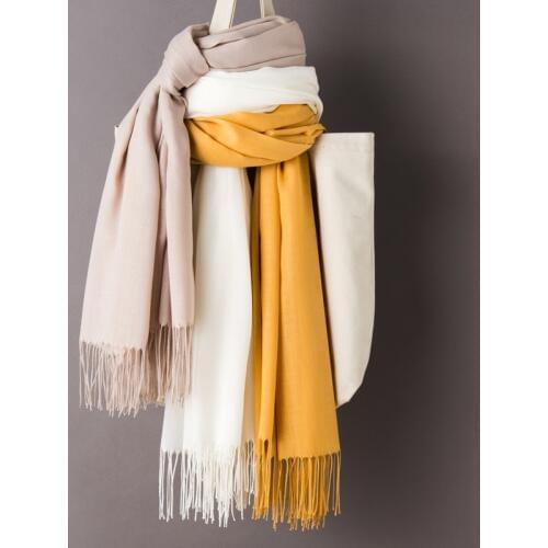 2020 Women solid color cashmere scarves Black Red Pink tassel lady winter autumn long scarf Thin female shawl bandana hijab