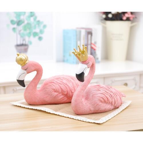 1PC Ins Fashion Desk Decoration Big Flamingo Ornaments Decorative Figurines Home Decor Resin Craft Wedding Lovers JL 204
