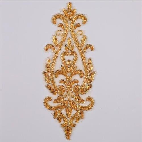 10Pcs New Style Home Cloth Stickers Cross-border Wedding Dress Beaded Appliques Lace Embroidery Flower Accessories DIY 22X 10cm