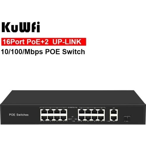 16 POE Ports+2 Uplink Gigabit Ethernet Port+1 Uplink Gigabit Fiber Port POE Switch Provide Seamless Connection For IP cameras