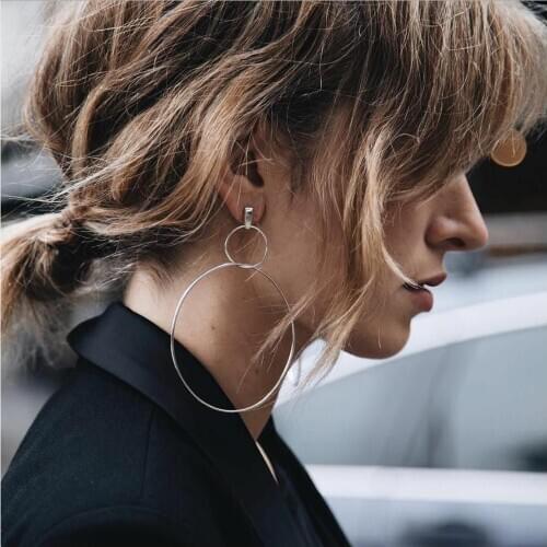 Fashion Dangle & Chandelier Earring ring 2 pcs size Stud copper steel silver color gold color plated for women girls