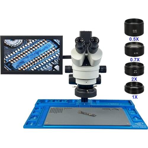 22MP/38MP HDMI USB Digital Camera 11.6'' LCD Trinocular Stereo Soldering Microscope HD Stand Workbench 144 LED for Repair Phone