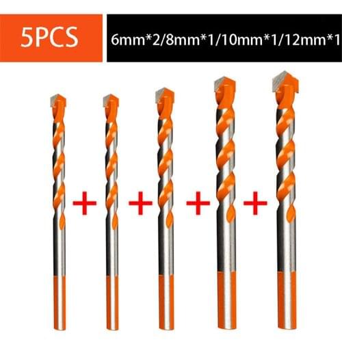 5pcs/Set Triangle Drill Bit Kit for Tile /glass / Brick Wall /wood Ceramic Concrete Hole Opener Power Tools 6/8/10/12mm