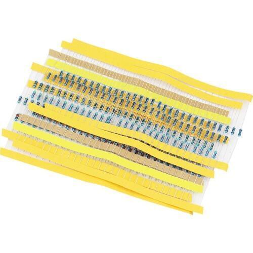 600 pcs 1% 0.25W 1/4W Resistor 1K 10K 100K 10R 100R 220R Each Value Metal Film Resistor Set Electronic DIY Kit for