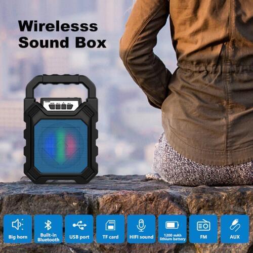 Bluetooth 5.0 Subwoofer Mini Portable Speaker Stereo Wireless Heavy Bass Speakers Music Player Sound Box Support LED FM Radio TF