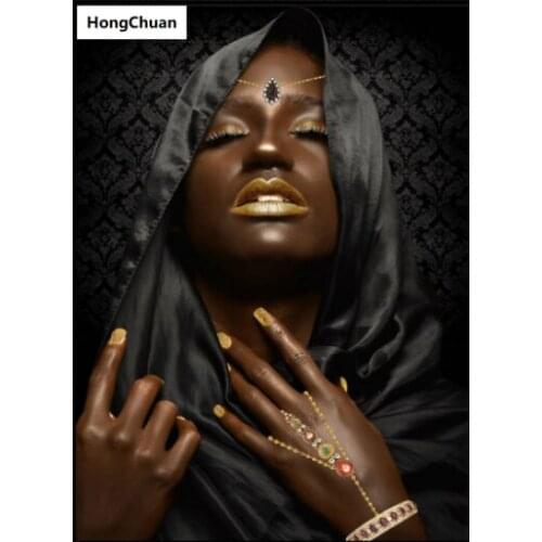 Fast delivery 5D square/round diamond embroidery African woman abstract art mosaic cross diamond painting decorative mural gift