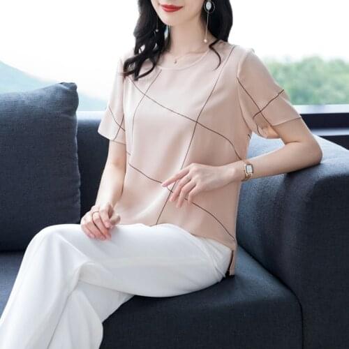 Black Silk Top Female T-shirt Short Sleeve Woman Tshirts Casual Summer Clothes for Women 2021 Camisetas De Mujer Pph4150