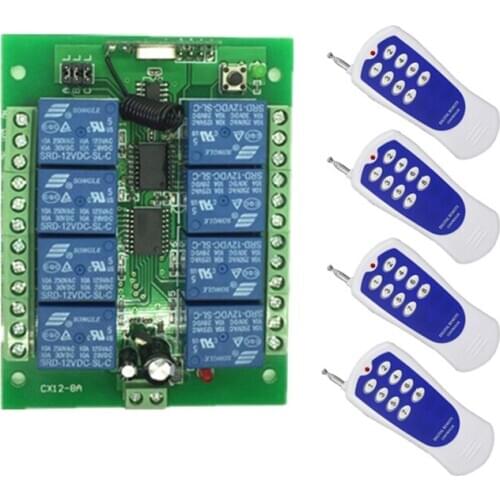 DC 12V 24V 8 CH 8CH RF Wireless Remote Control Switch System Transmitter and Receiver/lamp/Garage Door/shutters/ window