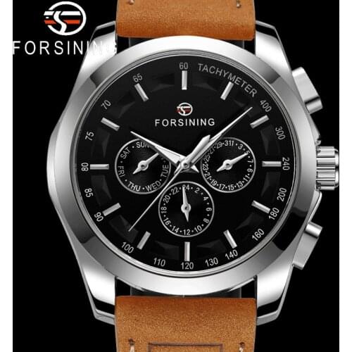 FORSINING Automatic Mechanical Wristwatch Military Sport Male Clock Top Brand Luxury Genuine Leather Fashion Man Watch 6917