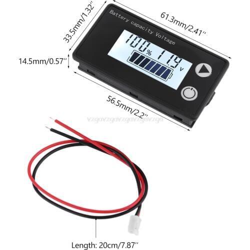Battery Capacity Indicator DC 8V-100V Lead Acid Lithium LiFePO4 Ternary Lithium Voltmeter Voltage Gauge 12V 24V 48V 72V J21 20