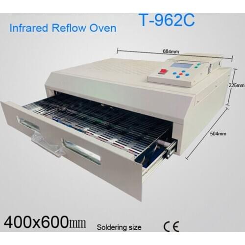 2500W Reflow Oven Infrared IC Heater Rework Preheating Station BGA SMD SMT 400*600mm Soldering Reflow Oven Machine Puhui T962C